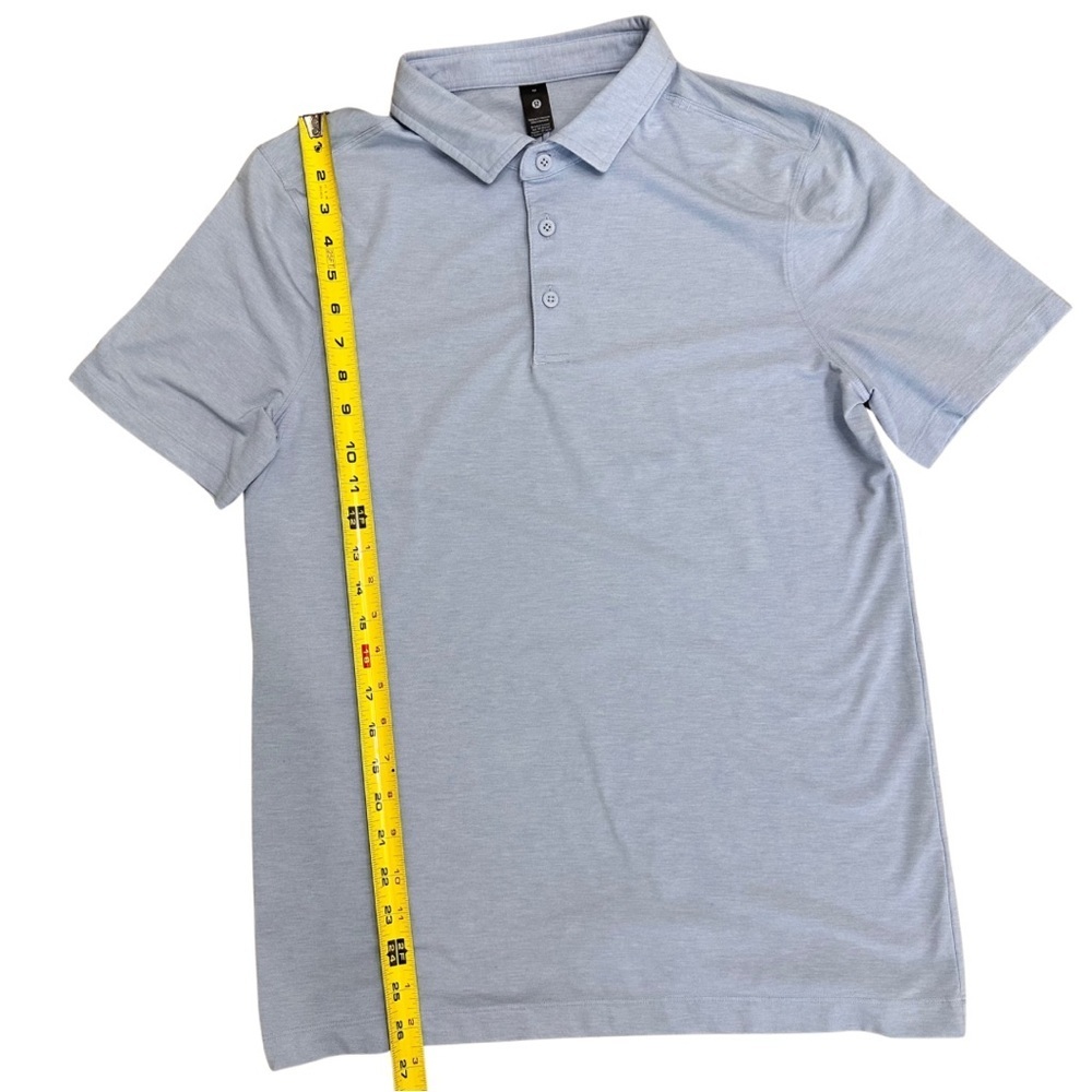 Lululemon Evolution Short Sleeve Light Blue Polo Shirt SZ Medium Casual Golf EUC - Picture 6 of 7